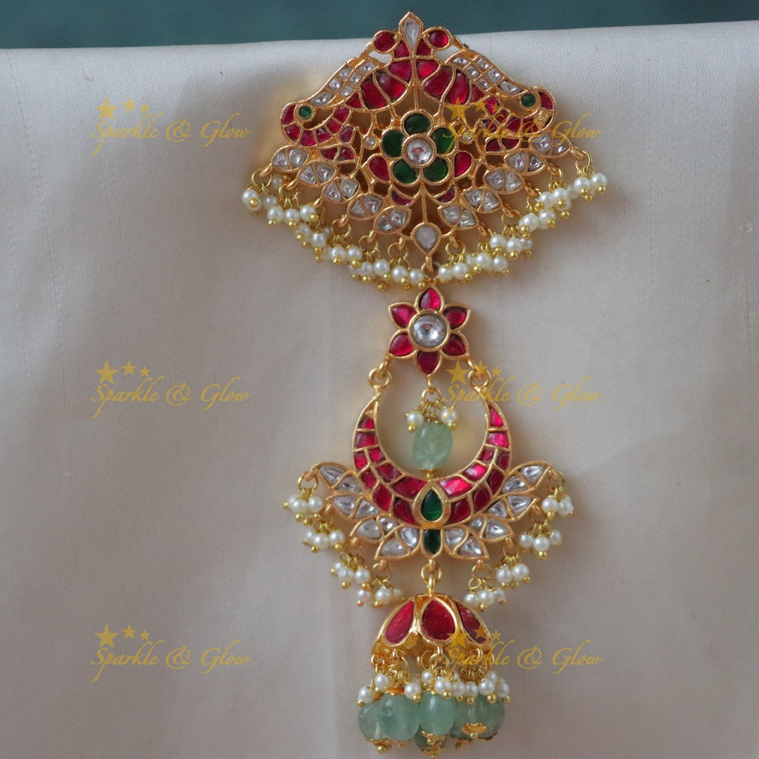 Radiant Floral Jadau Hair Accessory for Festive Glam