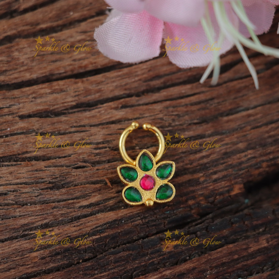 Exquisite Gold Gemstone Nosepin - Perfect Festive Accessory