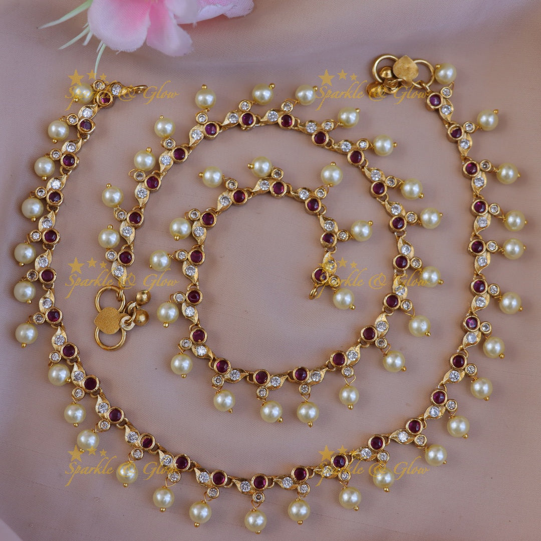 Elegant Pearl & Peacock Anklet for Festive Occasions
