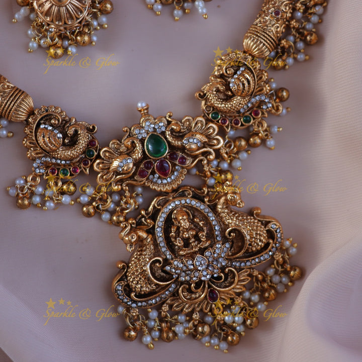 Exquisite Peacock Lakshmi Necklace - Timeless Tradition