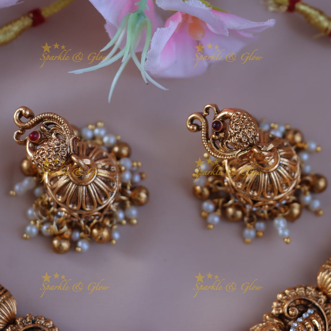 Exquisite Peacock Lakshmi Necklace - Timeless Tradition