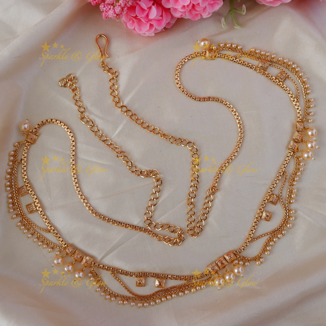 Exquisite Pearl & Gold Hip Chain | Perfect for Weddings
