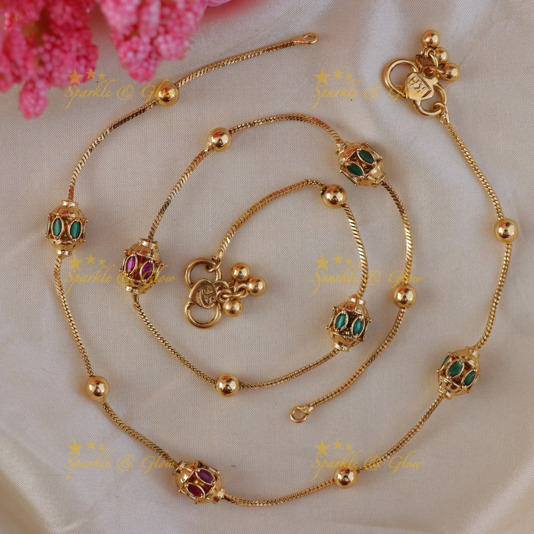 Enchanting Multicolor Anklet with Gold-Toned Beads