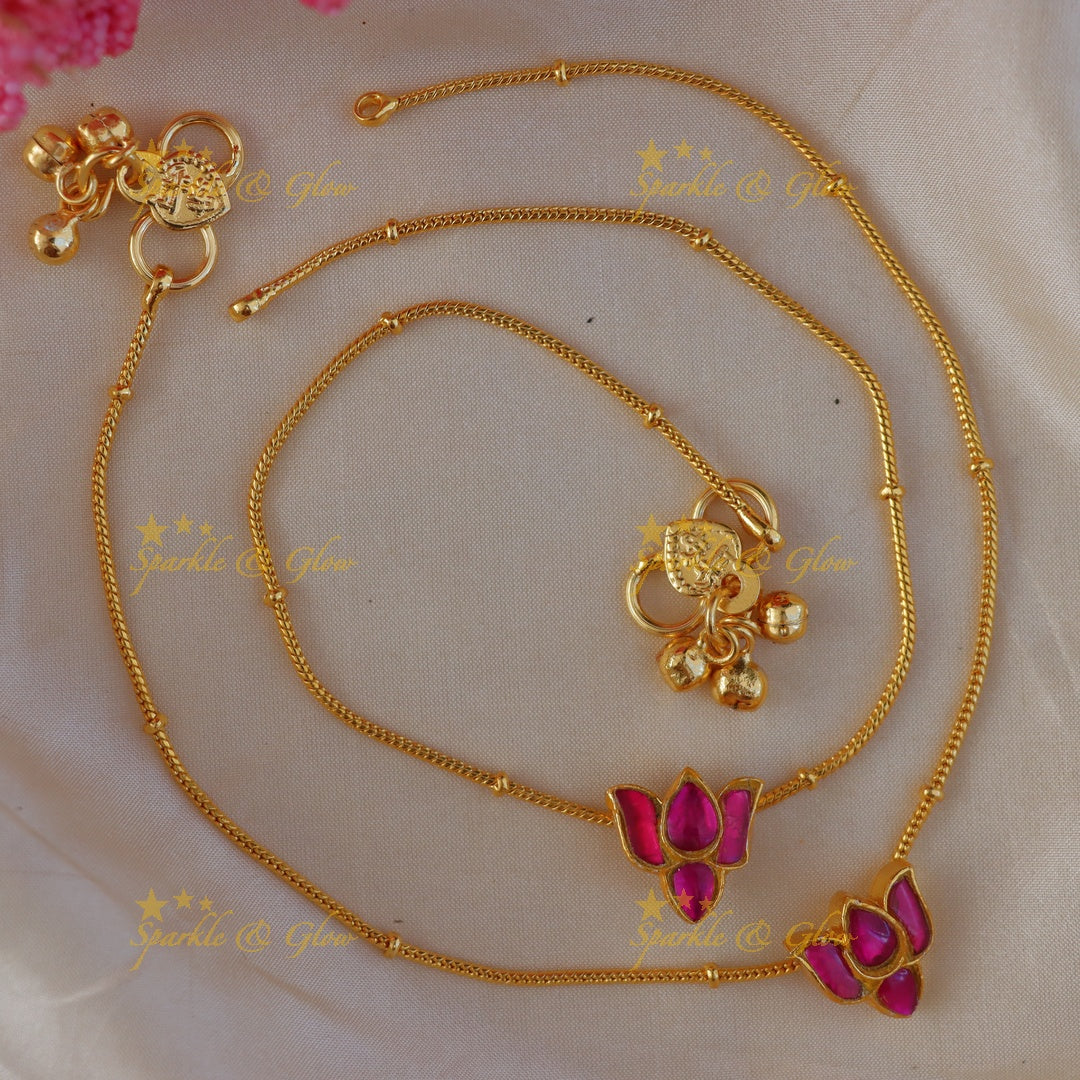 Elegant Gold Floral Lotus Anklet for Special Occasions