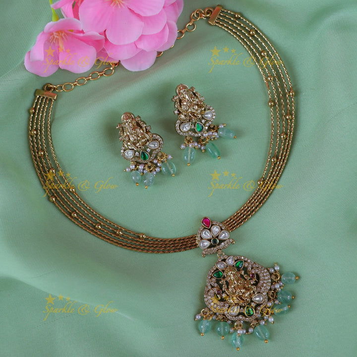 Ganesh Pendant Necklace - Festive Elegance in Green