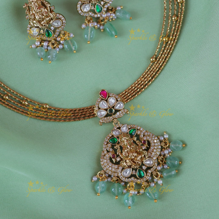 Ganesh Pendant Necklace - Festive Elegance in Green