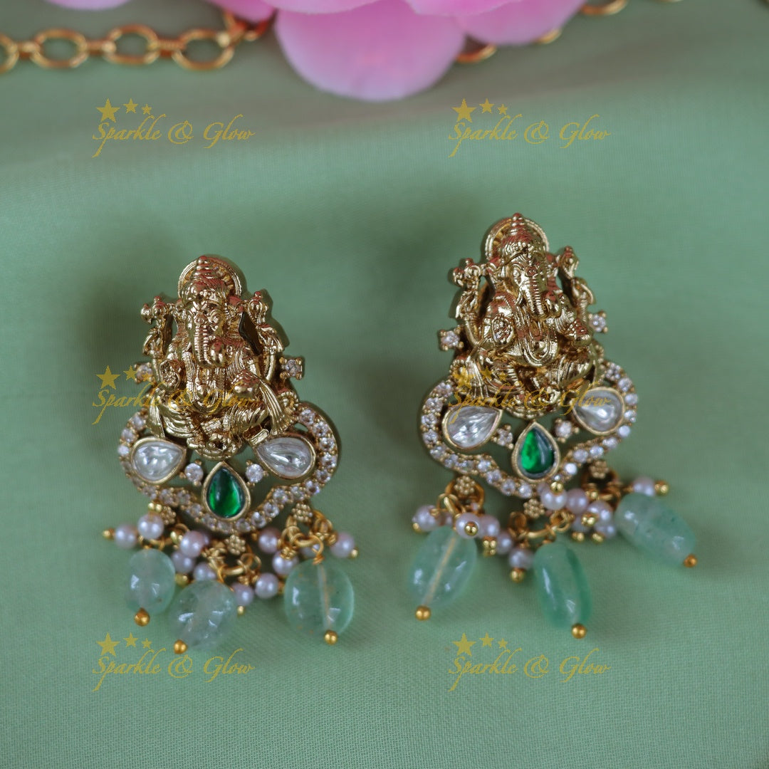 Ganesh Pendant Necklace - Festive Elegance in Green