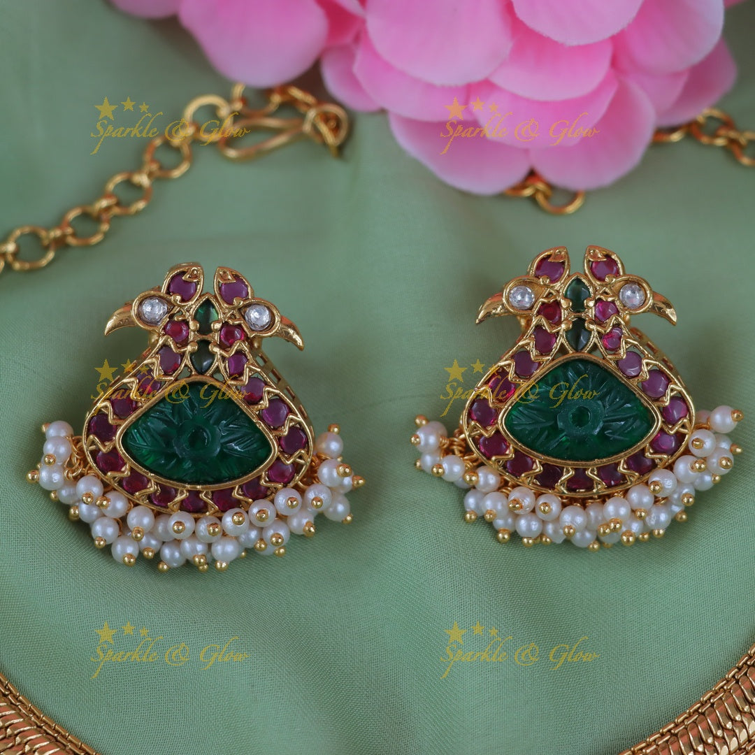 Exquisite Jadau Peacock Necklace Set - Perfect for Celebrations