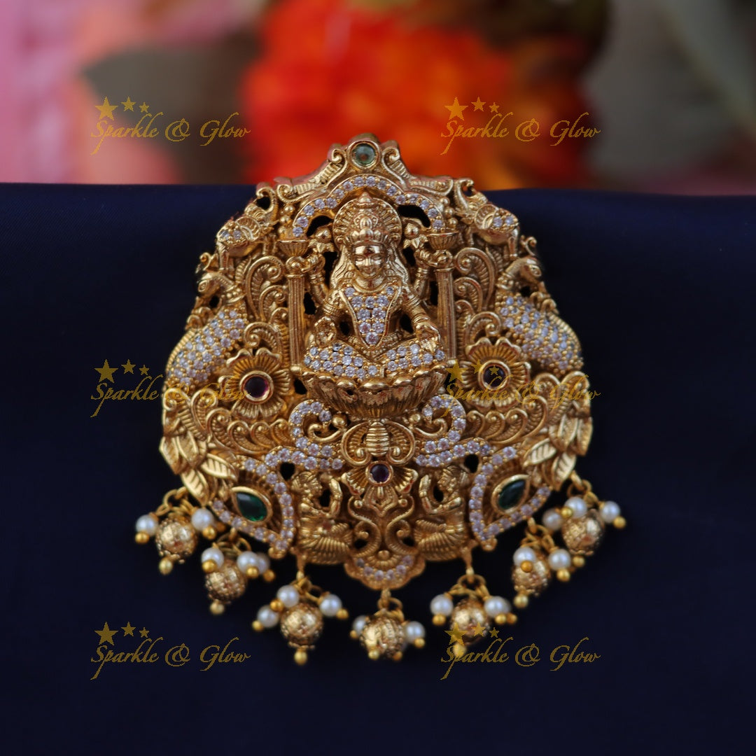 Exquisite Gold Lakshmi Temple Hair Ornament