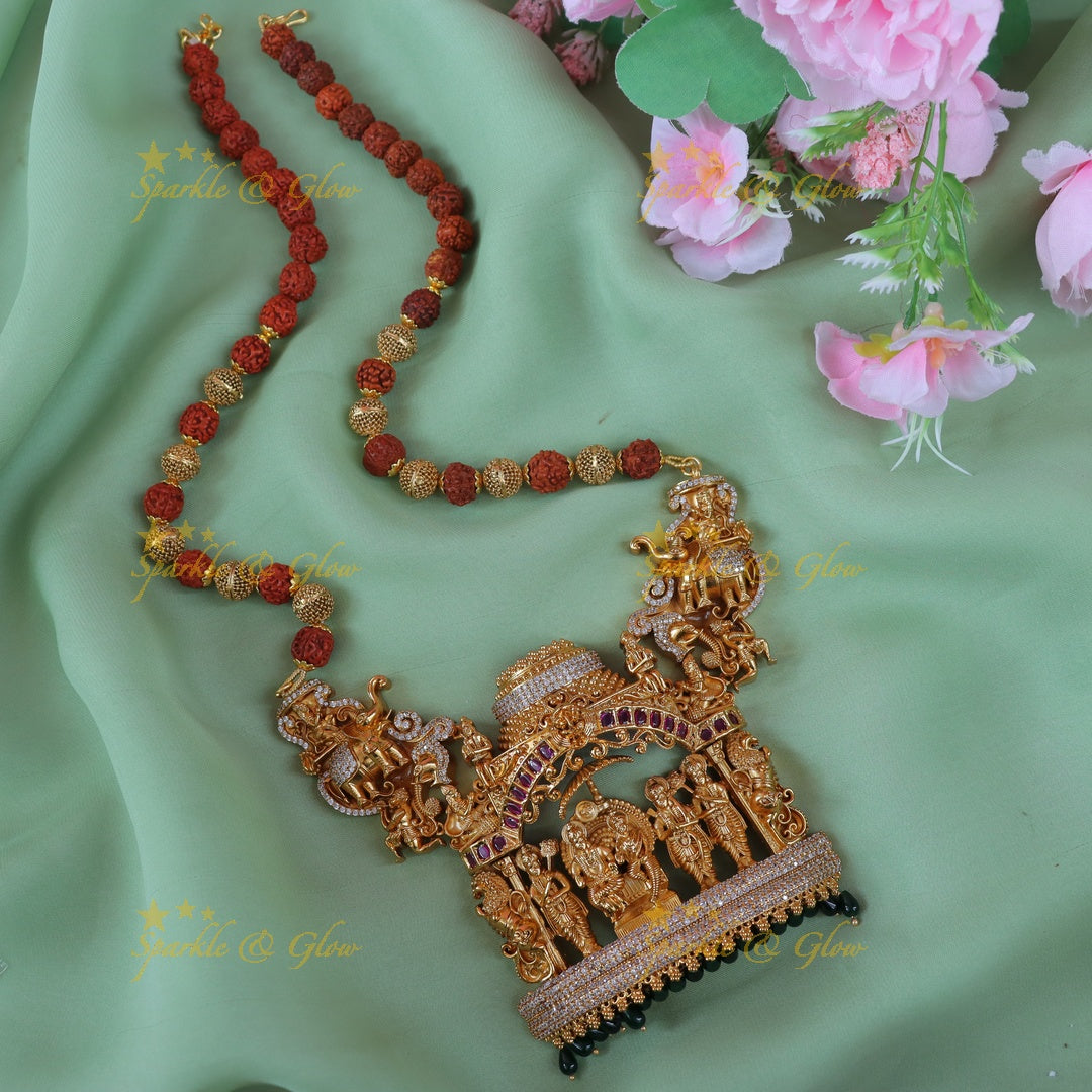 Elegant Rudraksha Temple Necklace for Celebrations