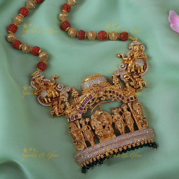 Elegant Rudraksha Temple Necklace for Celebrations