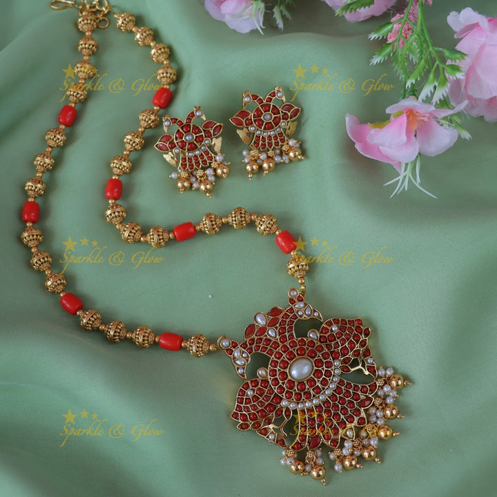 Majestic Peacock Gold Necklace Set | Elegant Imitation Jewelry