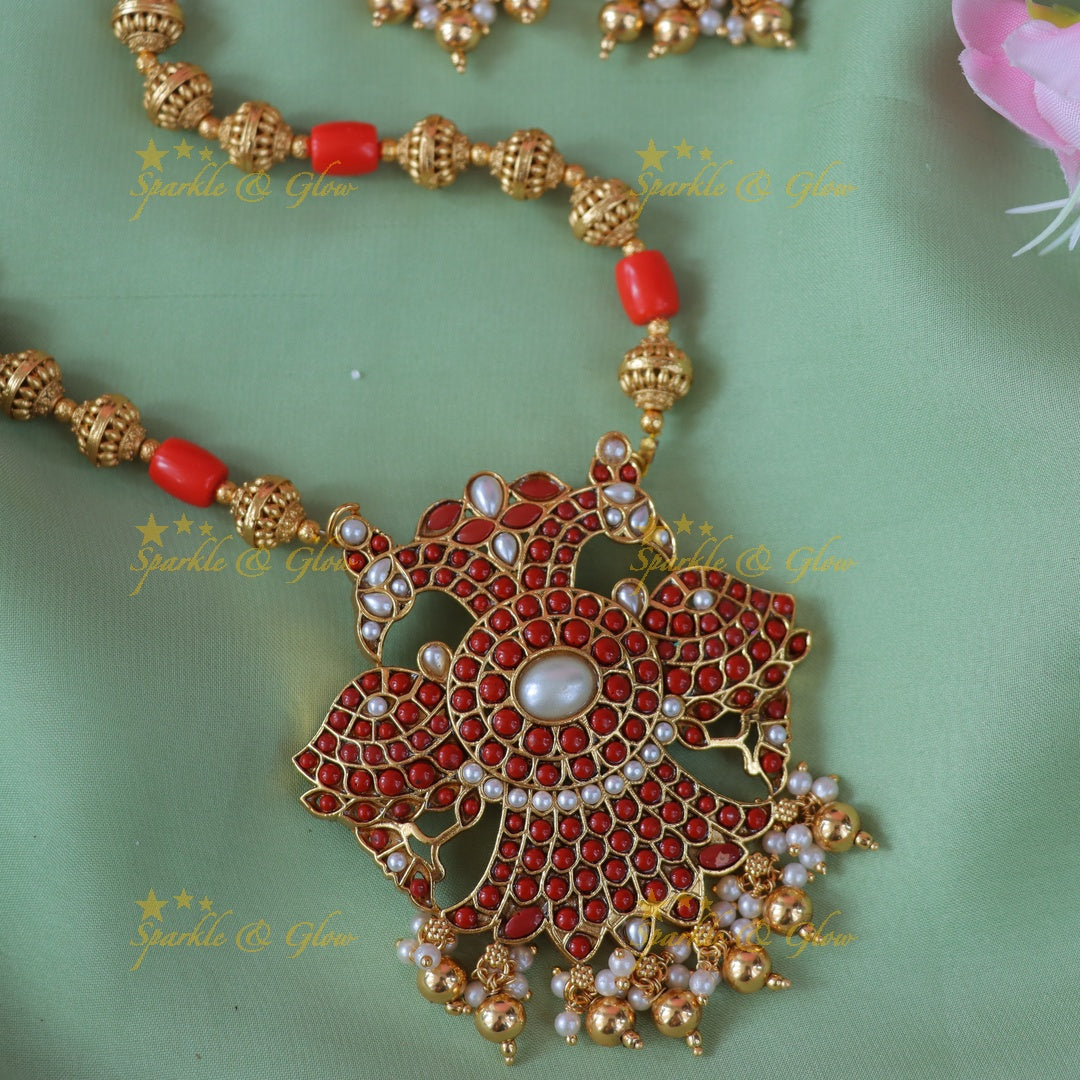 Majestic Peacock Gold Necklace Set | Elegant Imitation Jewelry