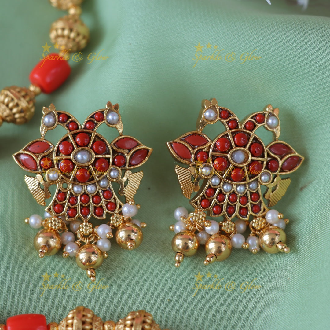 Majestic Peacock Gold Necklace Set | Elegant Imitation Jewelry