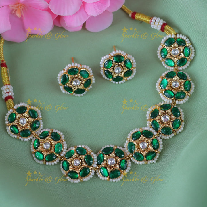 Exquisite Green Floral Necklace Set – Perfect for Weddings