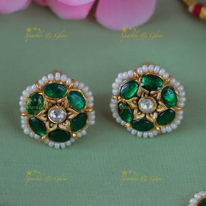 Exquisite Green Floral Necklace Set – Perfect for Weddings