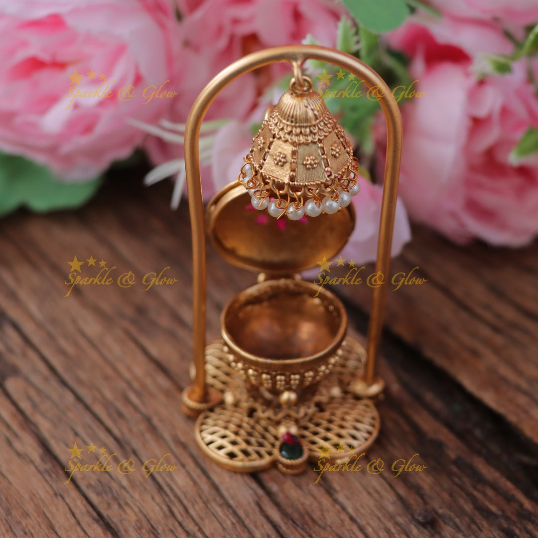 Elegant Lakshmi Jhumka Kumkum Box for Festive Bliss