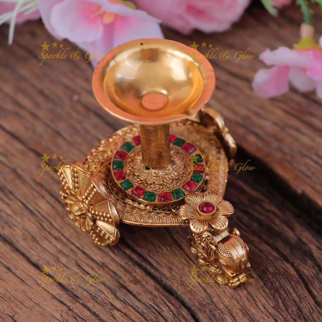 Elegant Floral Kumkum Box with Elephant Design