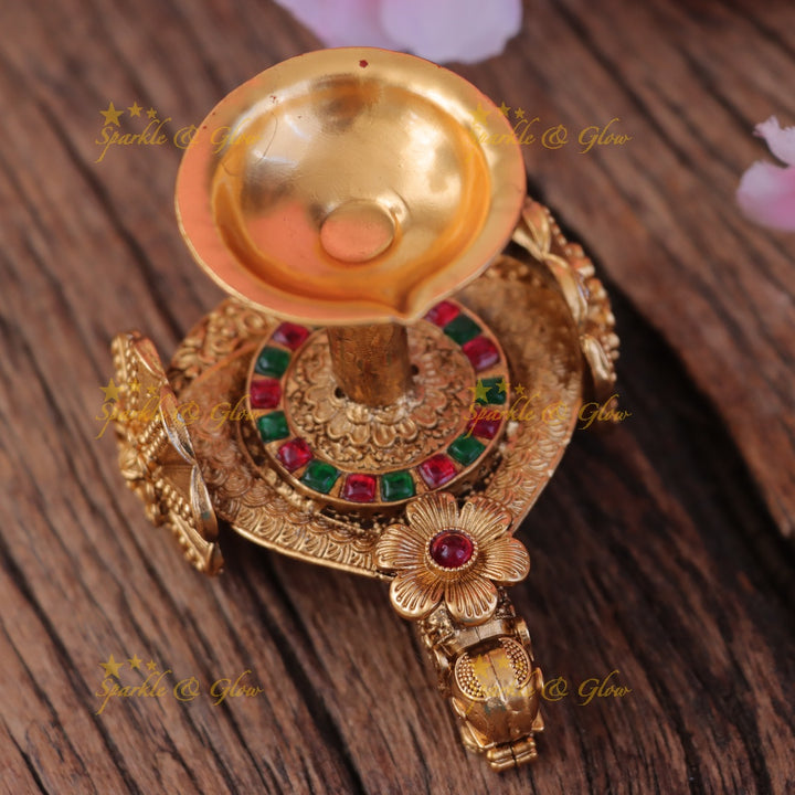 Elegant Floral Kumkum Box with Elephant Design