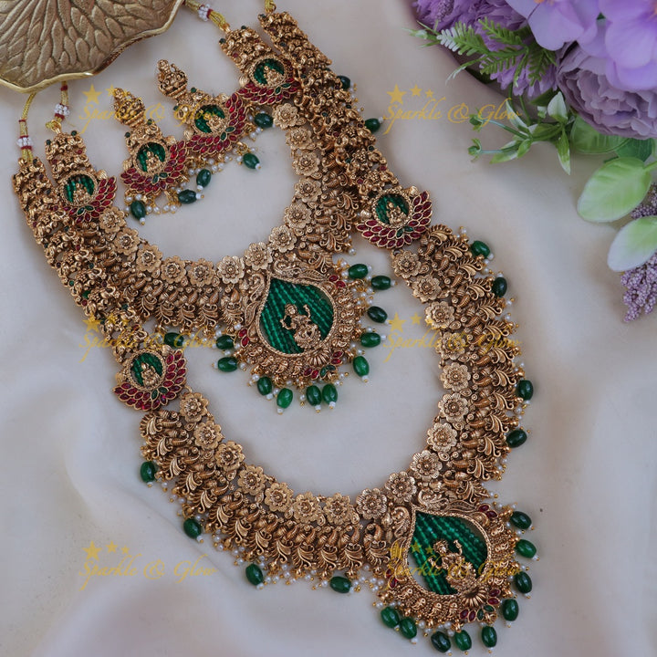 Exquisite Peacock Temple Bridal Necklace Set