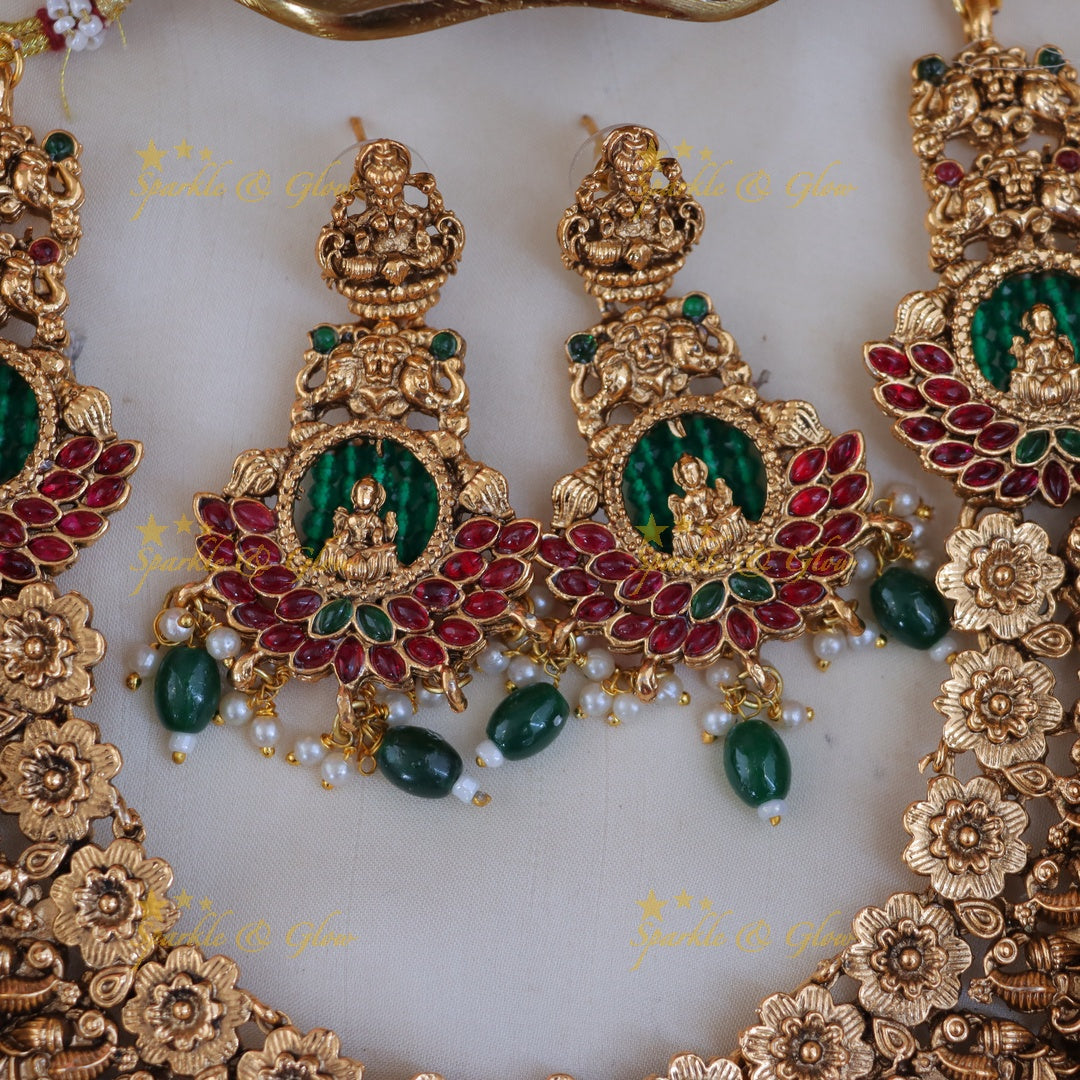 Exquisite Peacock Temple Bridal Necklace Set