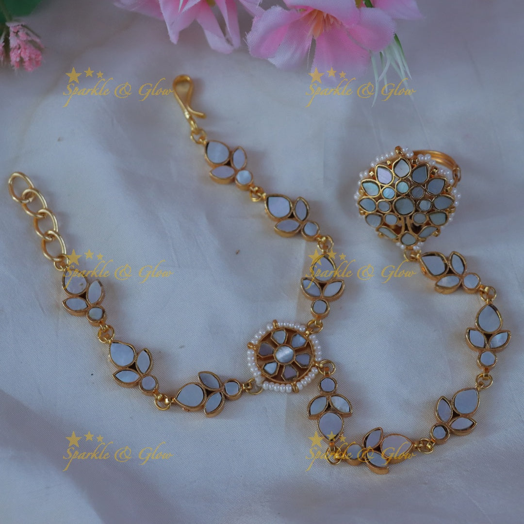 Exquisite Gold Mirror Hathphool for Weddings & Festivals