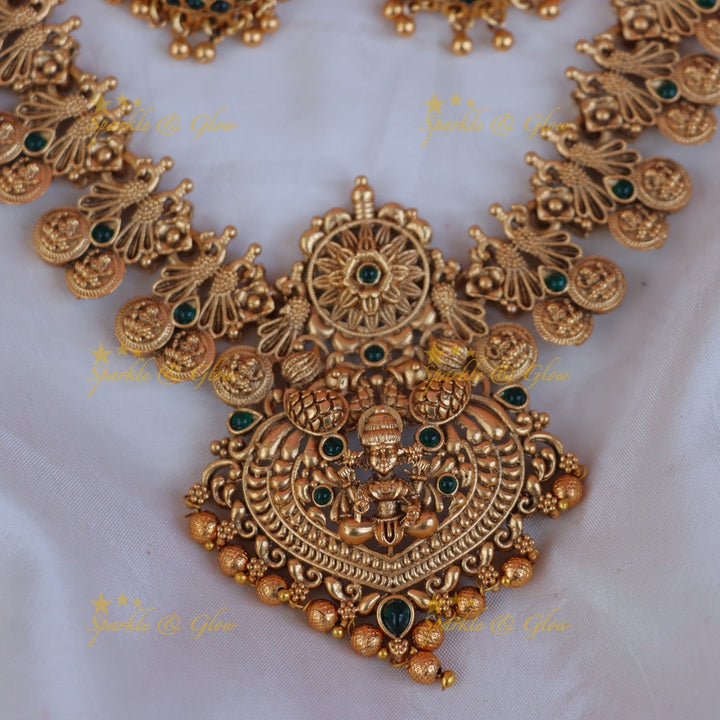Luxurious Peacock Lakshmi Necklace – Festive Glamour