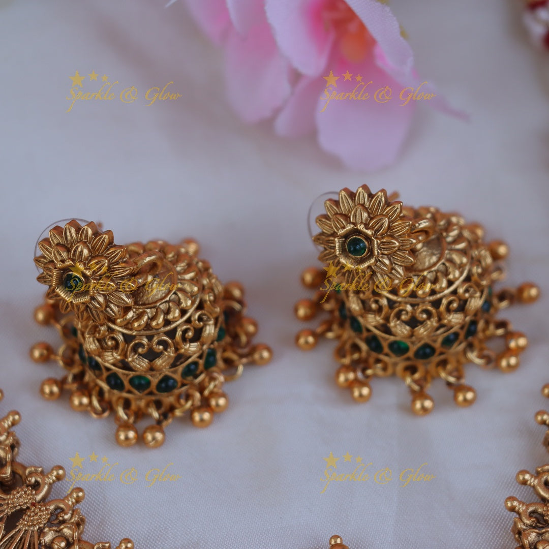 Luxurious Peacock Lakshmi Necklace – Festive Glamour