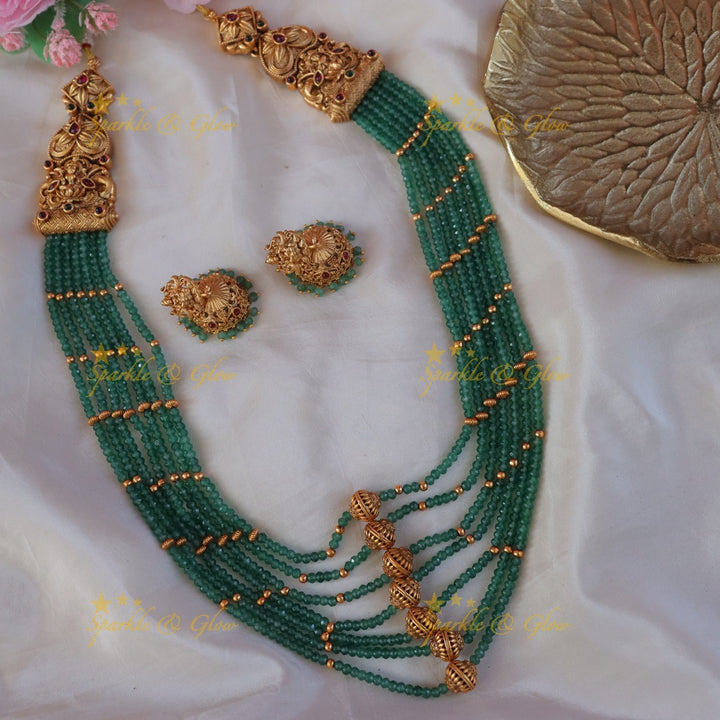 Exquisite Green Gold Beaded Necklace | Sparkle & Glow