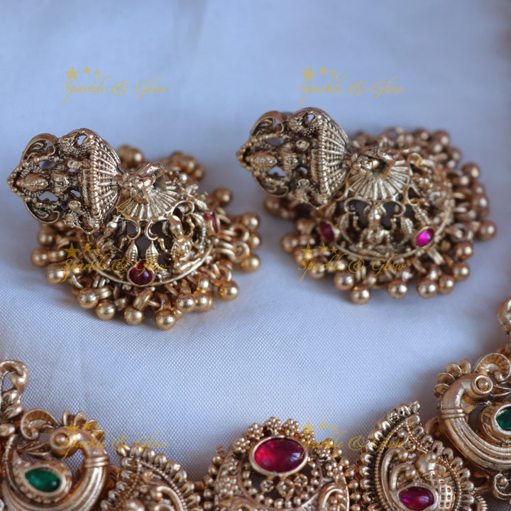 Exquisite Mango Lakshmi Necklace - Temple Inspired Design