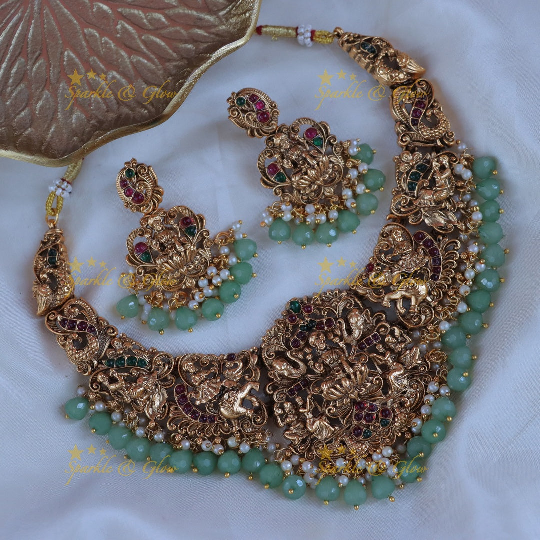 Exquisite Temple Necklace & Earrings Set - Sparkle & Glow