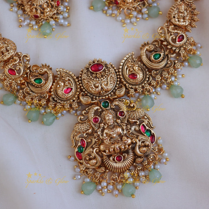 Exquisite Mango Lakshmi Necklace - Temple Inspired Design