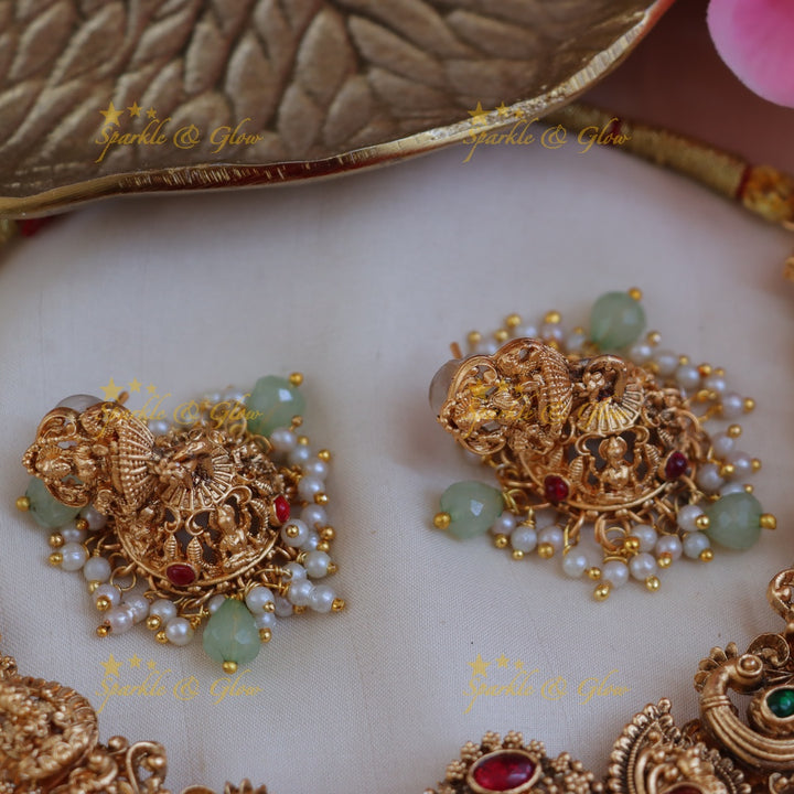 Exquisite Mango Lakshmi Necklace - Temple Inspired Design
