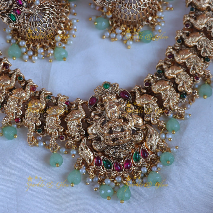 Exquisite Peacock Lakshmi Necklace: Elegance in Imitation