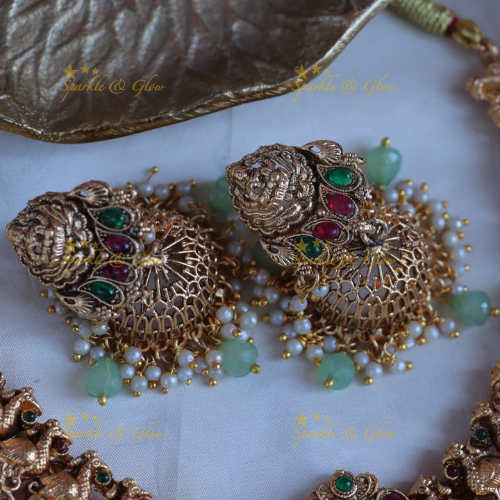 Exquisite Peacock Lakshmi Necklace: Elegance in Imitation