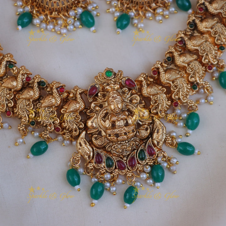 Exquisite Peacock Lakshmi Necklace: Elegance in Imitation