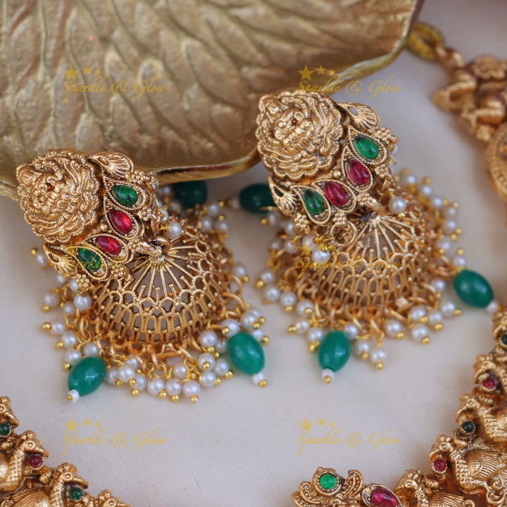Exquisite Peacock Lakshmi Necklace: Elegance in Imitation