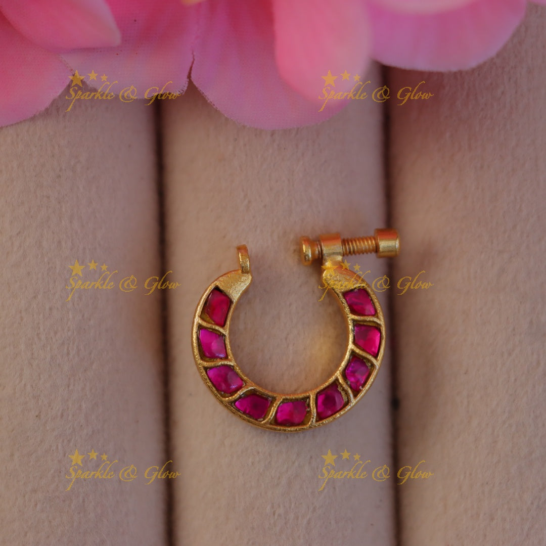 Elegant Jadau Gold Nosepin - Perfect Festive Accessory