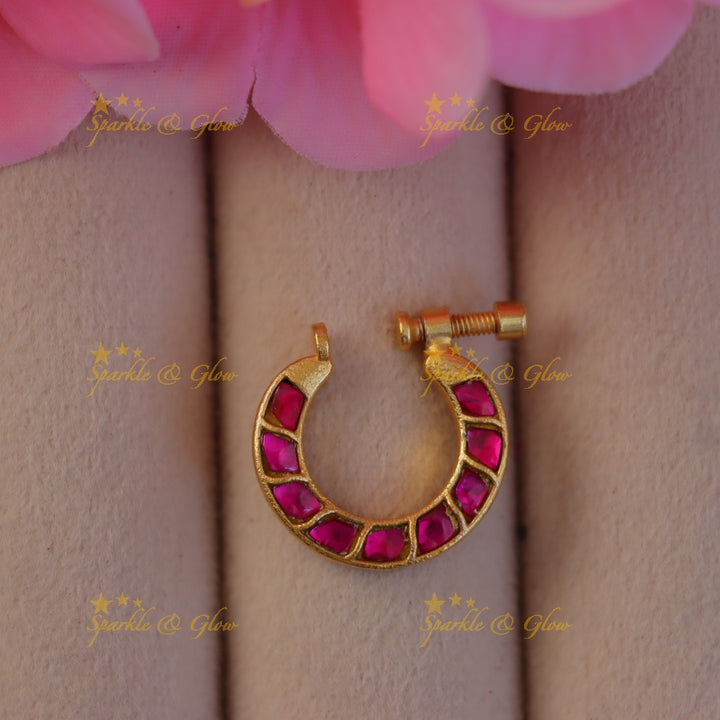 Elegant Jadau Gold Nosepin - Perfect Festive Accessory