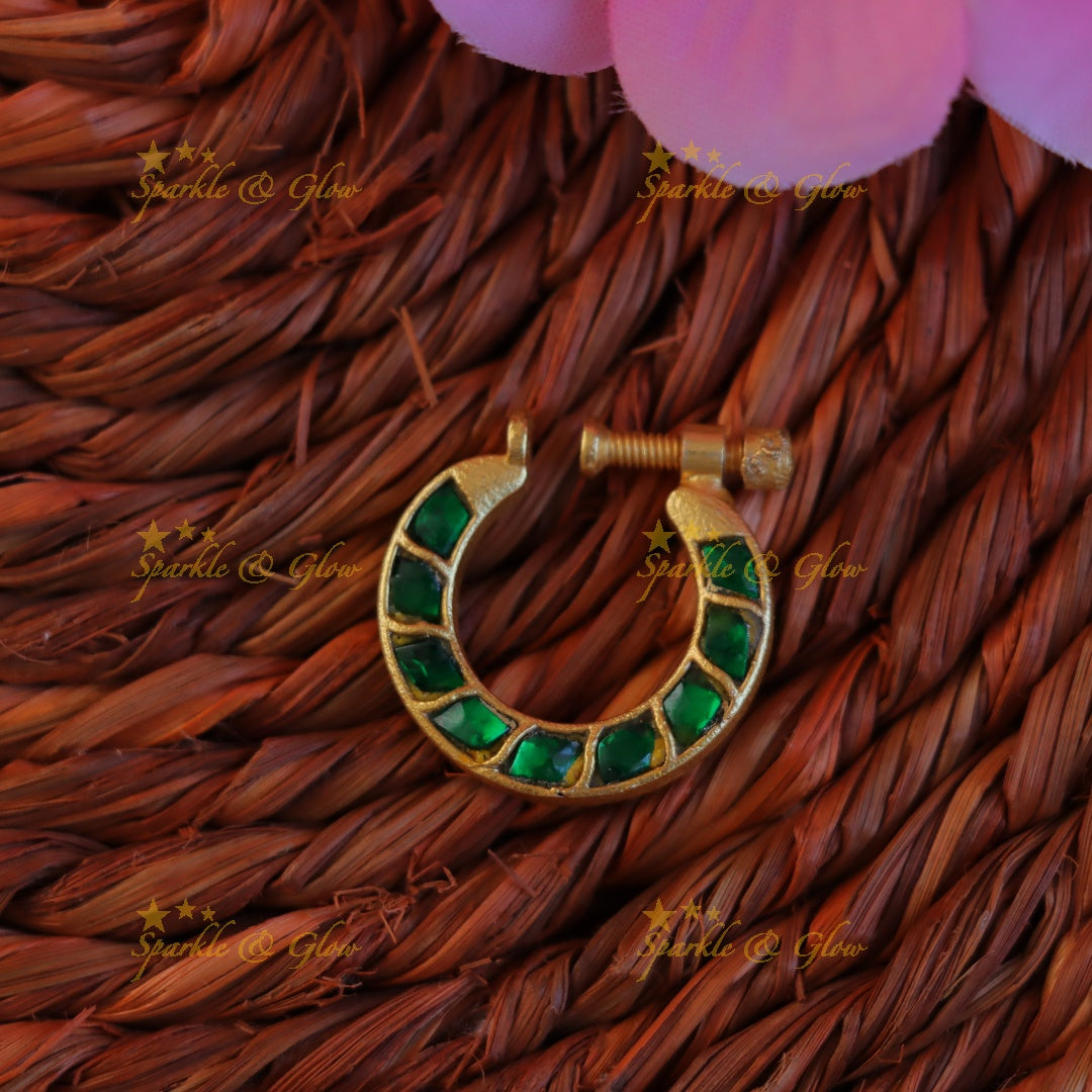 Elegant Jadau Gold Nosepin - Perfect Festive Accessory