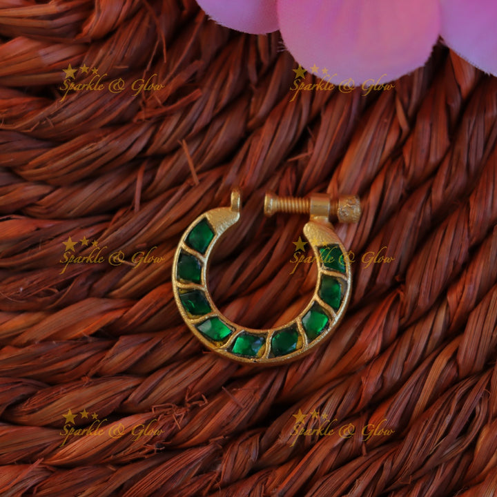 Elegant Jadau Gold Nosepin - Perfect Festive Accessory