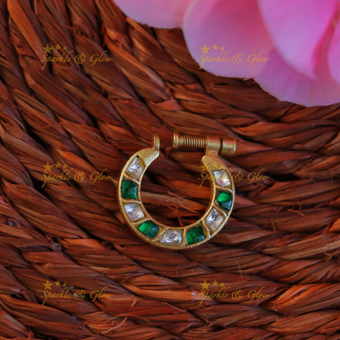 Elegant Jadau Gold Nosepin - Perfect Festive Accessory