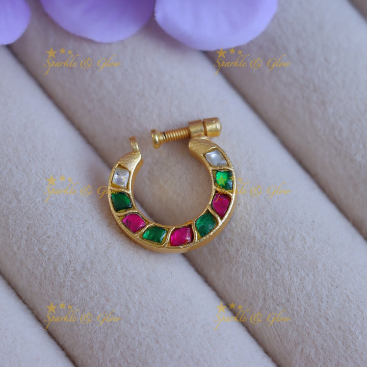 Elegant Jadau Gold Nosepin - Perfect Festive Accessory
