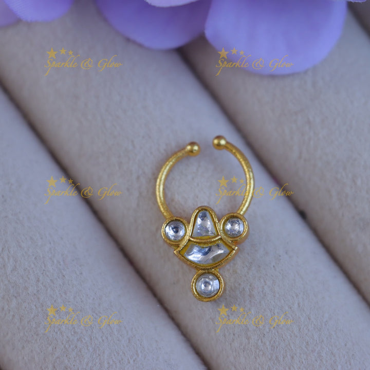 Exquisite Jadau Nosering - Festive Elegance Redefined