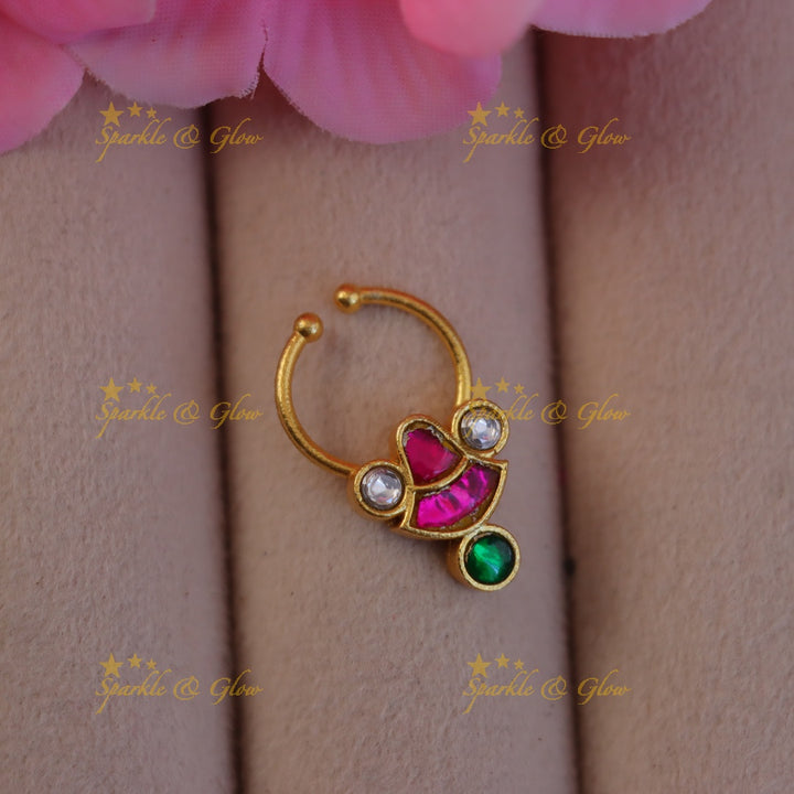 Exquisite Jadau Nosering - Festive Elegance Redefined
