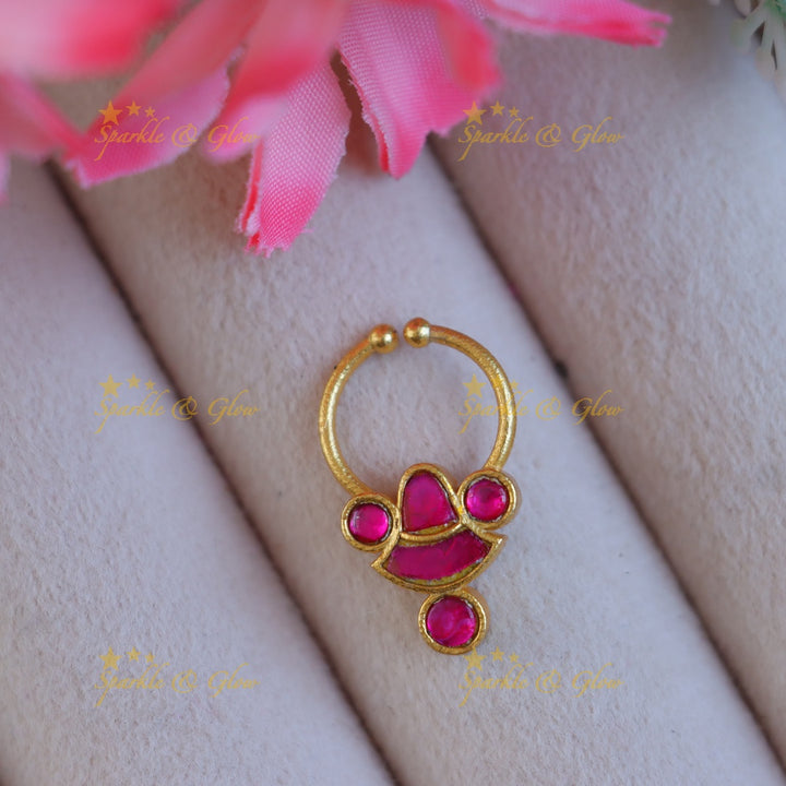 Exquisite Jadau Nosering - Festive Elegance Redefined