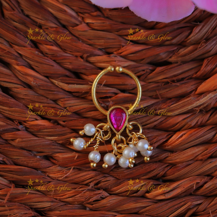 Elegant Pearl & Gold Nose Ring for Special Occasions