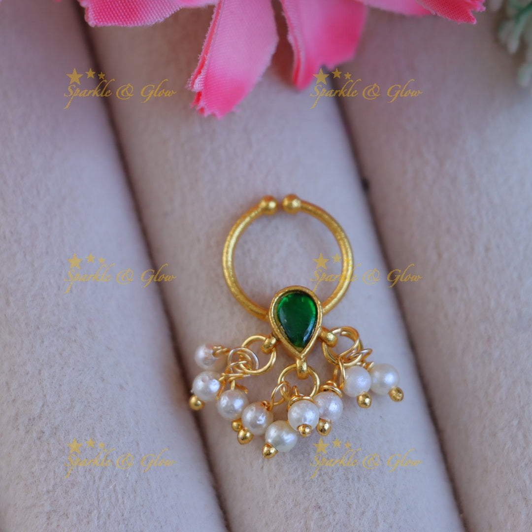 Elegant Pearl & Gold Nose Ring for Special Occasions