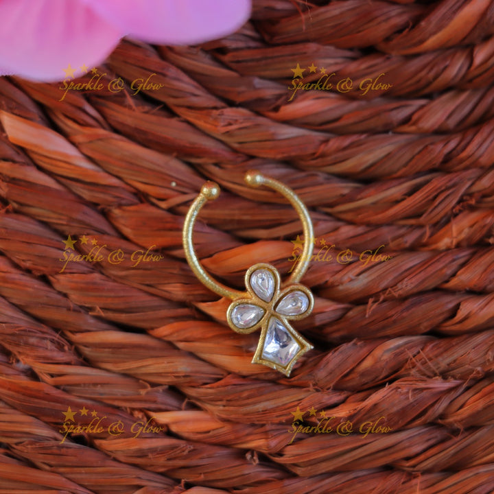 Radiant Gold Leaf Nosepin for Festive Occasions