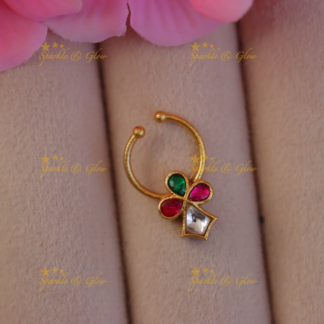 Radiant Gold Leaf Nosepin for Festive Occasions